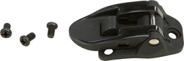 Fly Racing Maverik F4 buckle and lever kit for motocross boots, shown with black metal components and mounting hardware.