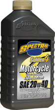 Load image into Gallery viewer, Spectro Golden M/C Semi-Syn Oil 4T 20W-40 liter bottle, motorcycle engine oil in a clear plastic container