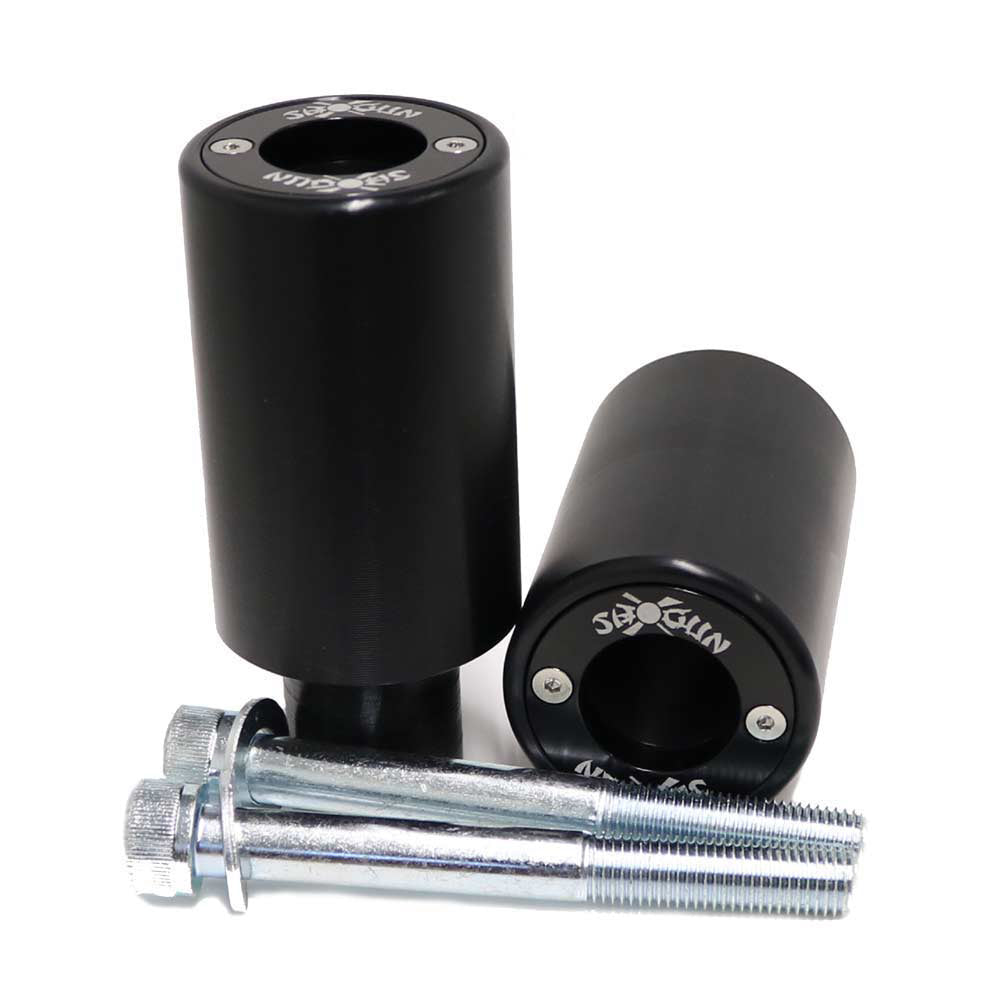 Shogun Industries Pa2 Frame Sliders for motorcycle body protection, showing black frame slider components on a bike.