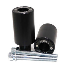 Load image into Gallery viewer, Shogun Industries Pa2 Frame Sliders for motorcycle body protection, showing black frame slider components on a bike.