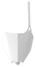 Load image into Gallery viewer, Polisport Plastics front number plate in white, body part for motorcycle or bike, with mounting holes and sleek design.