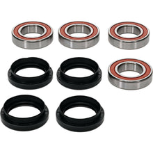 Load image into Gallery viewer, Pivot Works premium drive wheel bearing kit 22-51409P with bearings and components for motorcycle wheel assembly.