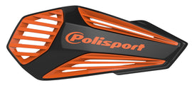 Polisport Plastics MX Air Handguards in black and orange, designed for motocross, showing the protective plastic guards on handlebars.