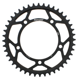 Supersprox steel rear sprocket 44-tooth for on-road motorcycles, black tri-metal finish, 530 chain compatibility.