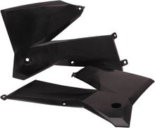 Load image into Gallery viewer, Black Acerbis radiator shrouds for motorcycles, featuring sleek design and mounting points, compatible with Acerbis models.