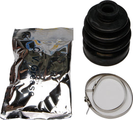 All Balls CV Boot Kit 21-95001 drive component with rubber boot, metal clamps, and grease for vehicle axle repair.