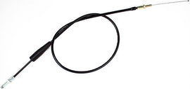 Motion Pro black vinyl throttle cable for motorcycles, showing the flexible cable with protective outer layer and fittings.