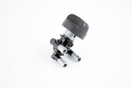 WSM Performance Parts fuel valve with 3-position S-D switch for intake and carburetor fuel system, black metal construction.