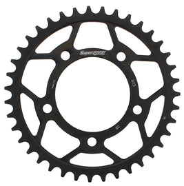 Steel 39-tooth rear sprocket by Supersprox for Suzuki 520 motorcycle chain, black finish, durable metal construction