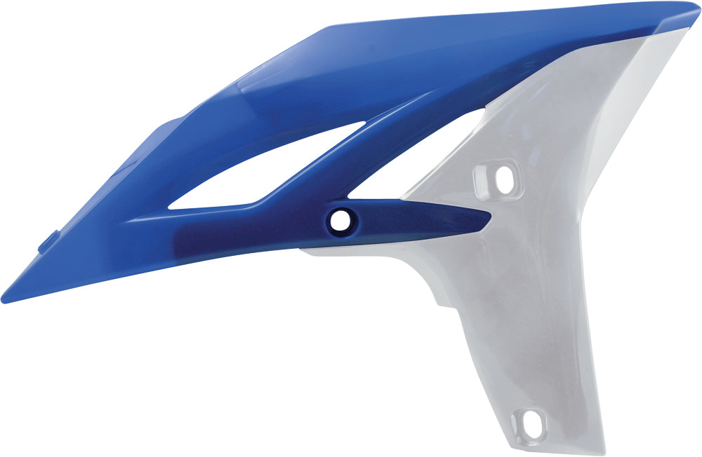 Acerbis blue radiator shrouds for motorcycle, featuring sleek design and mounting points, designed to fit Acerbis models.