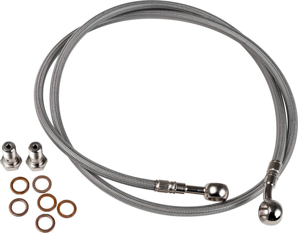 GBRAKES stainless steel clutch line for brakes, durable flexible hose with fittings, designed for high-performance vehicle clutch systems.