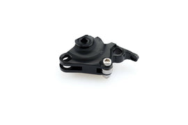 Black PUIG lever adapter brake for motorcycle, showcasing the sleek, durable design with mounting hardware attached.
