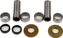 Load image into Gallery viewer, All Balls swingarm bearing kit 22-81201 for motorcycle suspension, showing the new bearings and components in a clean setup.