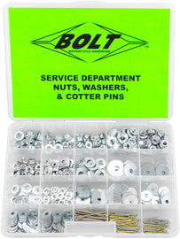 Set of BOLT Nut, Washer, and Cotter Pins Kit with various fasteners for hardware and fittings applications.