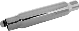 Emgo 12-inch shorty exhaust muffler shown, designed for motorcycle exhaust systems with a black finish and compact size.