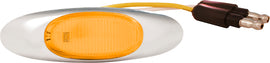 Grote Micronova Oval LED light with amber lens, clear cover, chrome bezel, mounted on a vehicle.