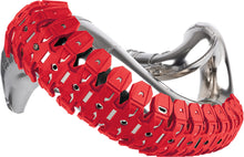 Load image into Gallery viewer, Polisport Plastics Armadillo Pipe Guard in red, designed for motorcycle body protection, shown mounted on a bike frame.
