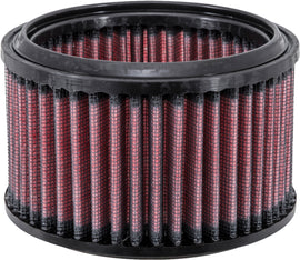 K&N Air Filter 705010 for vehicle, close-up of reusable air filter with pleated cotton media and black rubber frame.