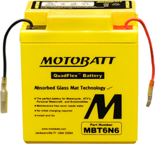 Load image into Gallery viewer, Motobatt MBT6N6 sealed factory-activated motorcycle battery with durable casing and terminal posts for reliable power.