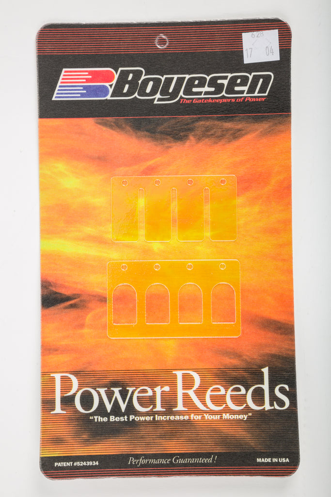 Boyesen motorcycle reeds 59-7628 installed in intake, carb, or fuel system for enhanced engine performance and airflow.