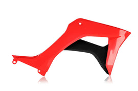 Acerbis Radiator Shroud in red and black for motorcycle, featuring sleek design and mounting points for optimal cooling.