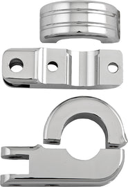 Chrome HardDrive footpeg mount clamps for 1.25-inch bars, suitable for motorcycle footpeg installation