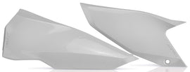 Acerbis white side panels for motorcycle, showing sleek design and mounting points for easy installation.