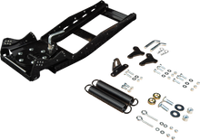 Load image into Gallery viewer, Open Trail UTV plow push tube for snow removal, shown in black metal with mounting bracket and cylindrical shape.