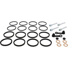 Load image into Gallery viewer, All Balls front caliper rebuild kit with brake components, including pistons and seals, for motorcycle brake maintenance.