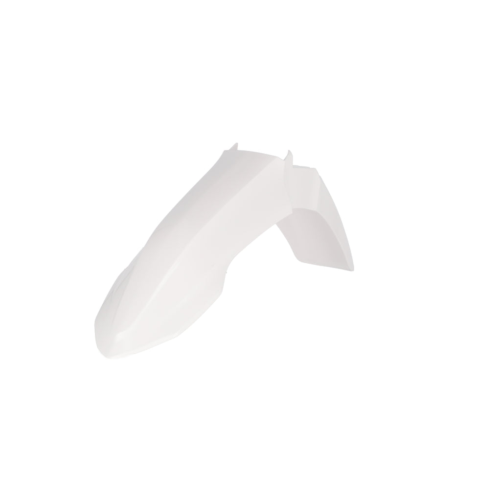 Acerbis white front fender for Yamaha motorcycles, made of durable body material, with sleek design and mounting points visible.
