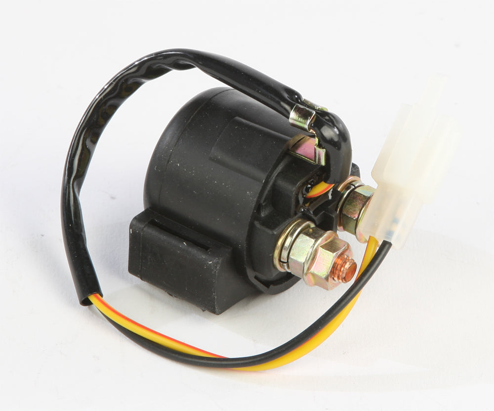 Ricks Motorsport Electric starter solenoid for motorcycle electrical systems, with black plastic casing and terminal connections.