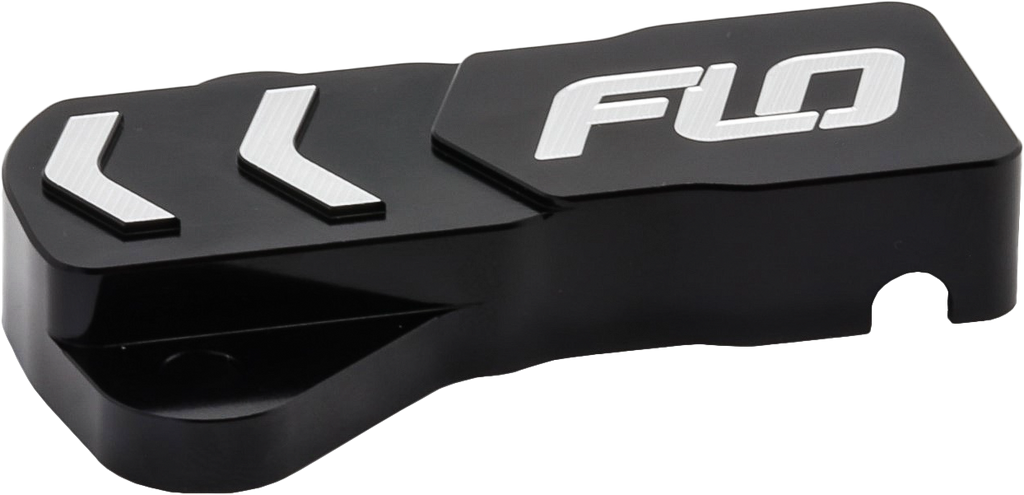 Black Flo Motorsports throttle position sensor cover for throttle systems, designed to fit Flo Motorsports models.