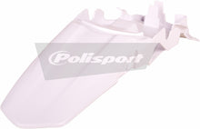 Load image into Gallery viewer, Polisport Plastics white rear fender for motorcycles, part number 64-6331, shown on a motorcycle.
