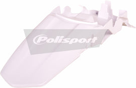 Polisport Plastics white rear fender for motorcycles, part number 64-6331, shown on a motorcycle.