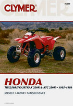 Charger l'image dans la galerie, Clymer repair manual for Honda ATC250R 27-M348, showcasing the book cover with detailed mechanical diagrams and tools.