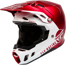 Load image into Gallery viewer, Fly Racing Formula CC Centrum helmet in metallic red and white, size small, with aerodynamic design and ventilation features.