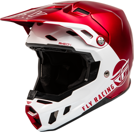 Fly Racing Formula Cc Centrum helmet in metallic red and white, XL size, with aerodynamic design and ventilation features.