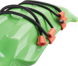 Giant Loop Rubber Boa Straps for secure tie-downs, shown coiled and ready for use on motorcycle or gear transportation.