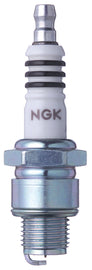 NGK Spark Plug #6692/04 2-BR10HIX showing metal shell and ceramic insulator for automotive engine use