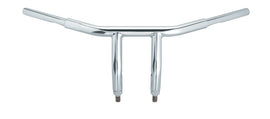 Wild 1 Chubby 6-inch riser springer dragbar handlebars in polished chrome for motorcycle customization.