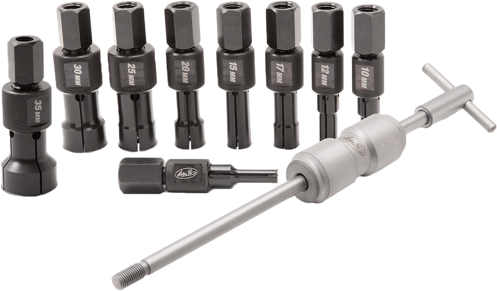 Motion Pro Blind Bearing Removal Set 57-8293 with various tools for extracting blind bearings in mechanical applications.