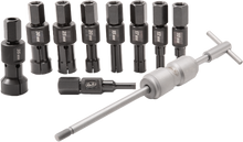 Load image into Gallery viewer, Motion Pro Blind Bearing Removal Set 57-8293 with various tools for extracting blind bearings in mechanical applications.