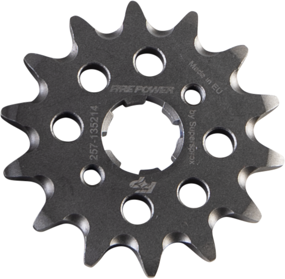 Steel Fire Power Front CS Sprocket 14-tooth for bicycles, showing the sprocket with teeth and mounting hole details.