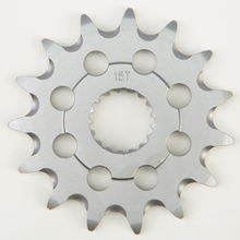 Load image into Gallery viewer, Steel 15T Front CS Sprocket for Honda CRF250 by Fire Power, durable motorcycle part with gear teeth and central hole.