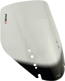 PUIG touring smoke windshield for motorcycle, clear windscreen with tinted smoke finish, durable and aerodynamic design.