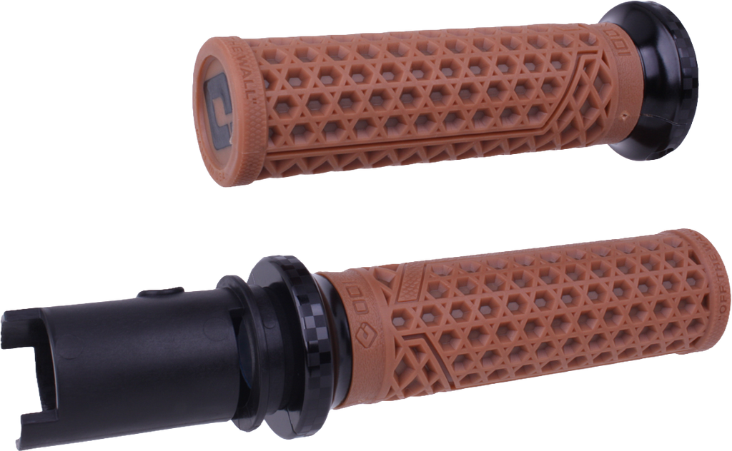 ODI Grips Van'S Lock-On grips in gum rubber with checker pattern, designed for motorcycle handlebar control.