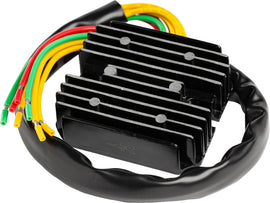 Ricks Motorsport Electric lithium universal regulator and rectifier for motorcycle electrical systems, shown in close-up.