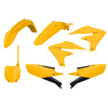 Load image into Gallery viewer, Polisport Plastics MX complete body kit in bright yellow, includes various plastic panels for motocross bike customization.