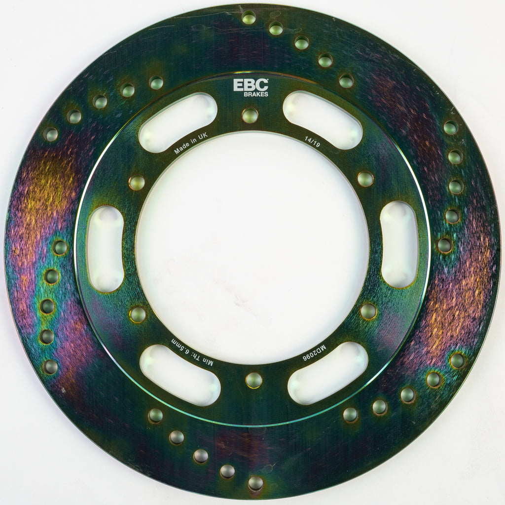 EBC Motorcycle Brakes standard brake rotor, model 15-2096, showing a silver circular brake disc with vented design for motorcycle braking system.