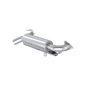 MBRP Exhaust single slip-on system with 5-inch perforated muffler and catalytic converter for enhanced vehicle performance.